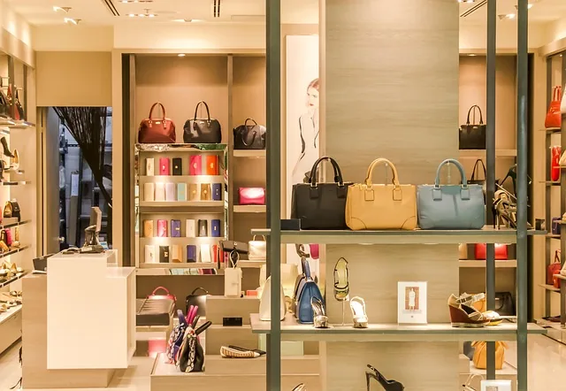 Boutique retail display fixtures clothing arrangement