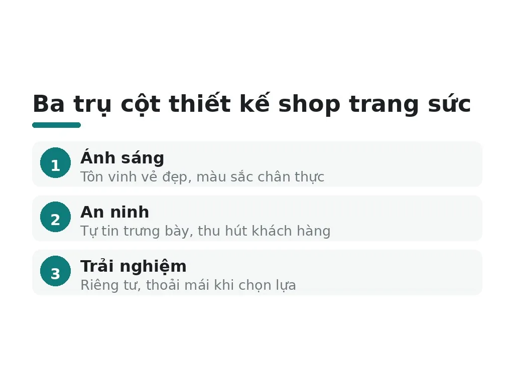 Ba trụ cột thiết kế shop trang sức