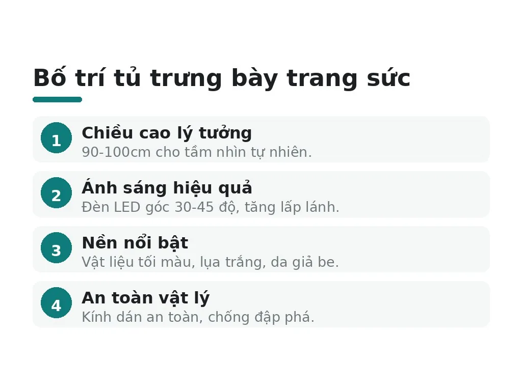 Tủ trưng bày trang sức nên bố trí thế nào để vừa đẹp vừa an toàn?