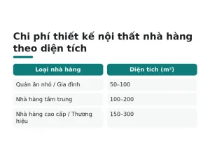 Chi phí thiết kế nội thất nhà hàng theo diện tích