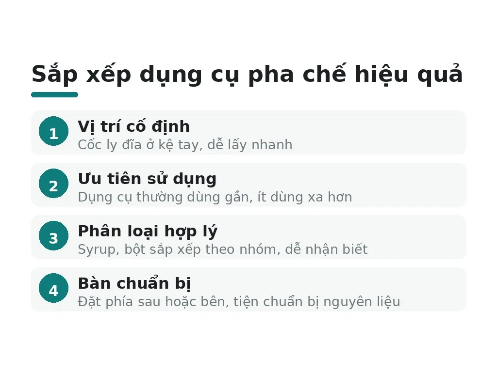 Dụng cụ phục vụ nên đặt ở vị trí nào?