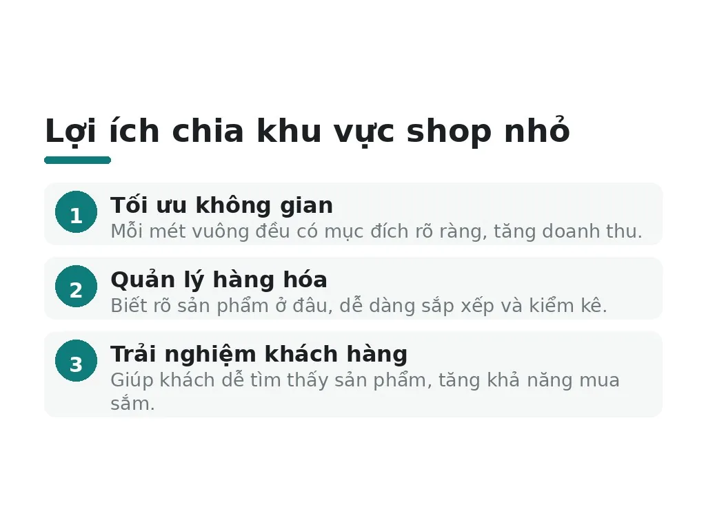 Lợi ích chia khu vực shop nhỏ