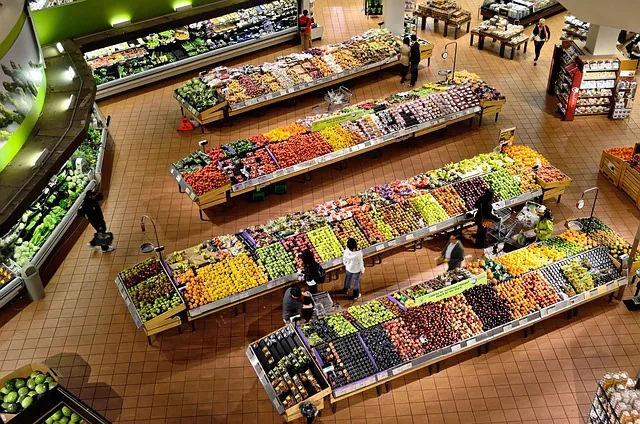 Supermarket display merchandise shelves retail