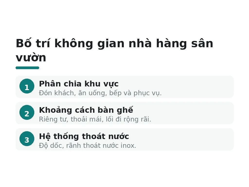 Bố trí không gian nhà hàng sân vườn