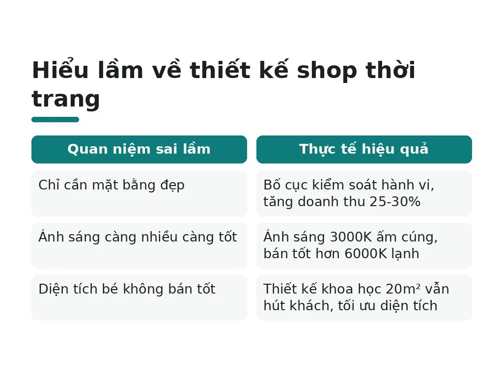 Những hiểu lầm phổ biến về thiết kế shop thời trang