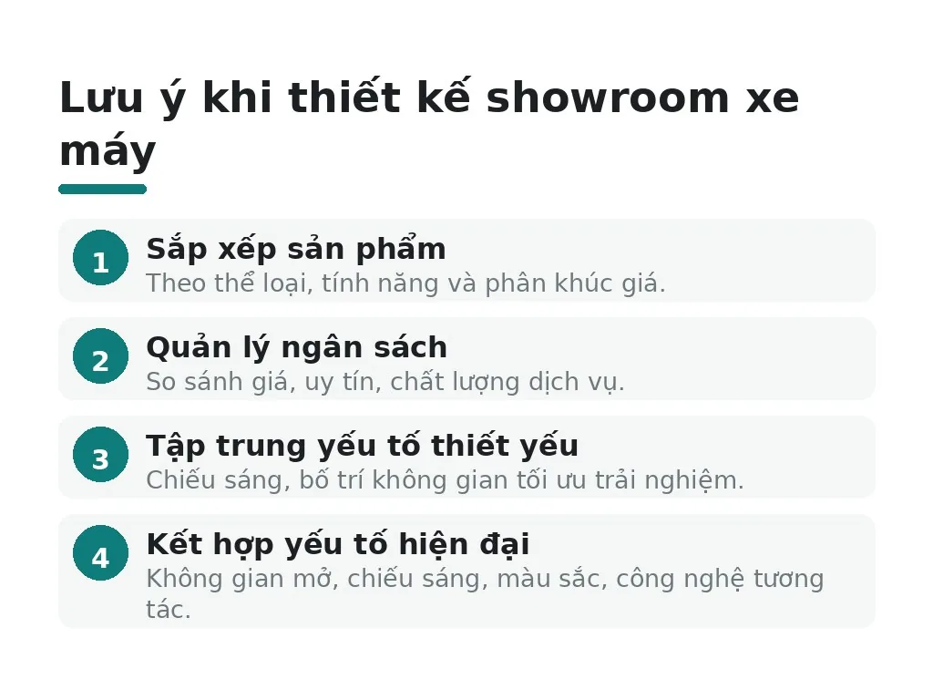 Lưu ý khi thiết kế showroom xe máy